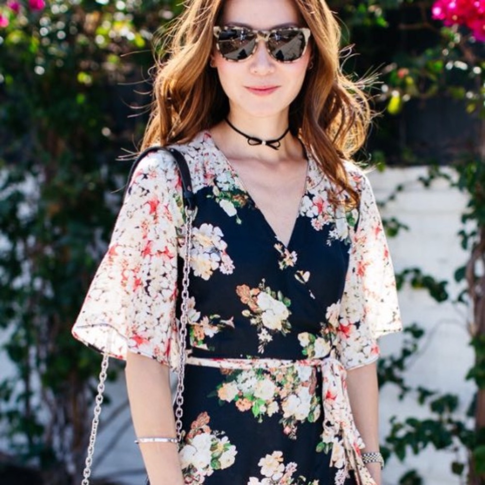 TOPSHOP Floral Wrap Dress